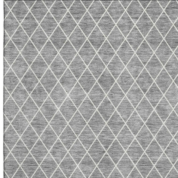 HomeRoots 10' Gray and Ivory Geometric Area Rug - Washable, UV Protected, Stain Resistant for Busy Homes 674083