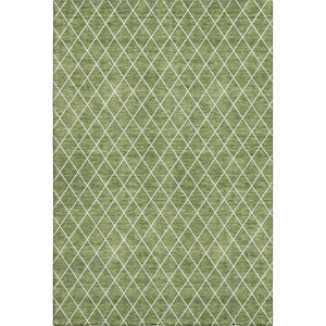 HomeRoots 5' X 8' Stylish Green and Ivory Geometric Area Rug - Washable, UV-Protected, Stain-Resistant Design! 674085