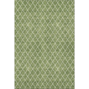 HomeRoots 5' X 8' Stylish Green and Ivory Geometric Area Rug - Washable, UV-Protected, Stain-Resistant Design! 674085