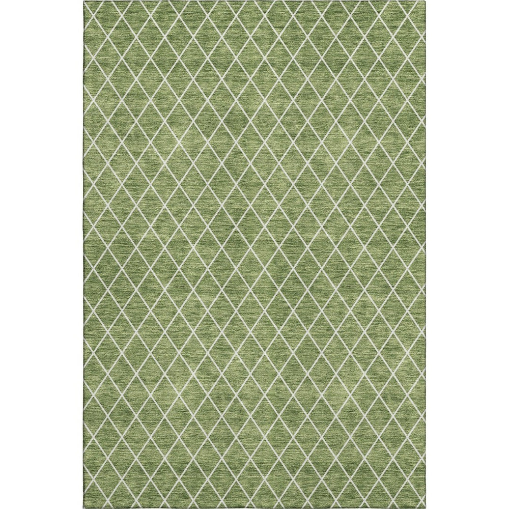 HomeRoots 8' X 10' Modern Green and Ivory Geometric Washable Area Rug with UV Protection for High-Traffic Spaces 674087