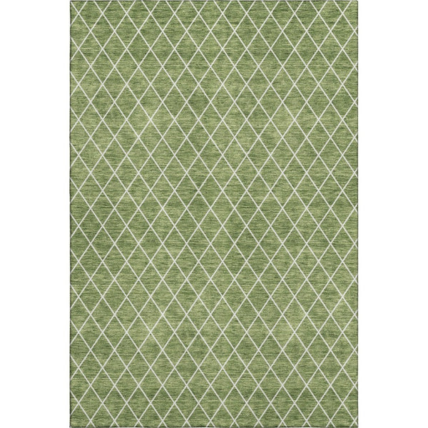 HomeRoots 8' X 10' Modern Green and Ivory Geometric Washable Area Rug with UV Protection for High-Traffic Spaces 674087