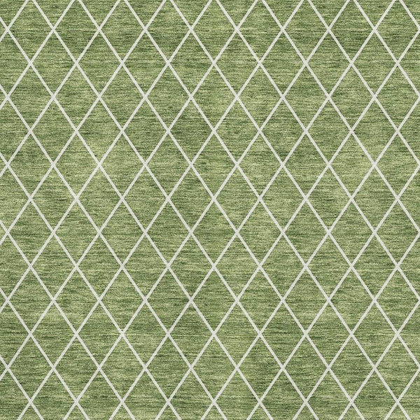 HomeRoots 9' X 12' Green and Ivory Geometric Area Rug - Stylish, Washable, UV-Protected for High-Traffic Spaces 674088