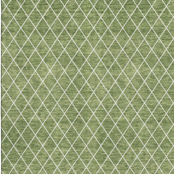 HomeRoots 9' X 12' Green and Ivory Geometric Area Rug - Stylish, Washable, UV-Protected for High-Traffic Spaces 674088