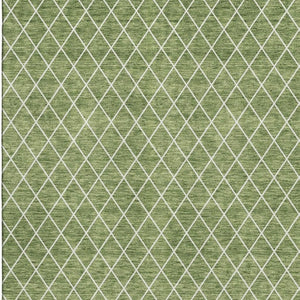 HomeRoots 10' X 14' Green and Ivory Geometric Washable Area Rug - UV Protected, Stain-Resistant, Durable Design! 674089