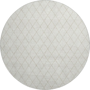 HomeRoots 8' Ivory and Beige Geometric Round Rug - Washable, UV Protected, Stain Resistant for High Traffic Homes 674092