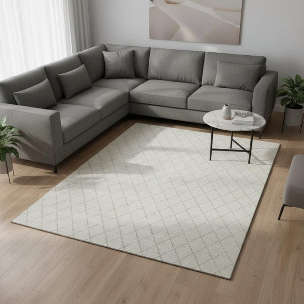 HomeRoots 8' X 10' Ivory and Beige Geometric Area Rug - Stylish, Stain Resistant, UV Protected for Busy Homes 674093