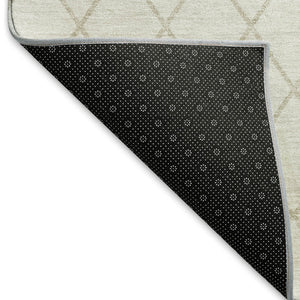 HomeRoots 9' x 12' Stylish Ivory and Beige Geometric Area Rug - Washable, UV-Protected, Family-Friendly Design! 674094