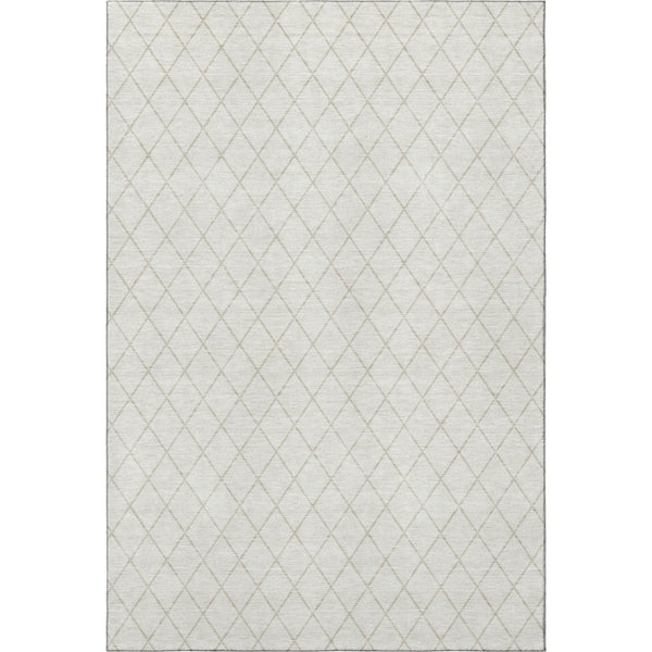 HomeRoots 9' x 12' Stylish Ivory and Beige Geometric Area Rug - Washable, UV-Protected, Family-Friendly Design! 674094