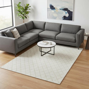 HomeRoots 10' X 14' Ivory & Beige Geometric Area Rug - Washable, Stain Resistant, UV Protected for Busy Homes 674095