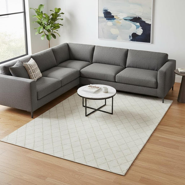 HomeRoots 10' X 14' Ivory & Beige Geometric Area Rug - Washable, Stain Resistant, UV Protected for Busy Homes 674095