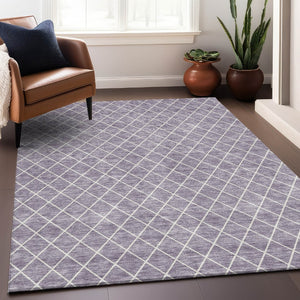 HomeRoots 5' X 8' Modern Lavender & Ivory Geometric Area Rug - Washable, UV Protected, Durable & Stylish! 674097