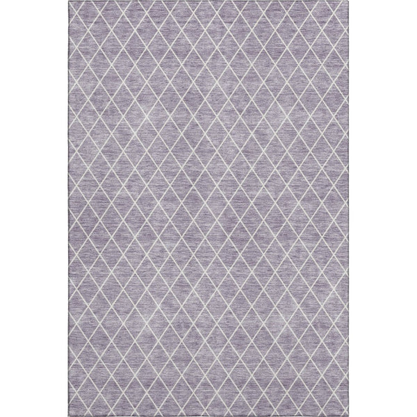HomeRoots 5' X 8' Modern Lavender & Ivory Geometric Area Rug - Washable, UV Protected, Durable & Stylish! 674097