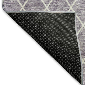 HomeRoots 5' X 8' Modern Lavender & Ivory Geometric Area Rug - Washable, UV Protected, Durable & Stylish! 674097