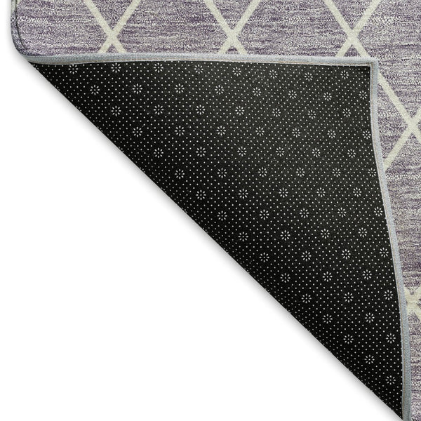 HomeRoots 5' X 8' Modern Lavender & Ivory Geometric Area Rug - Washable, UV Protected, Durable & Stylish! 674097