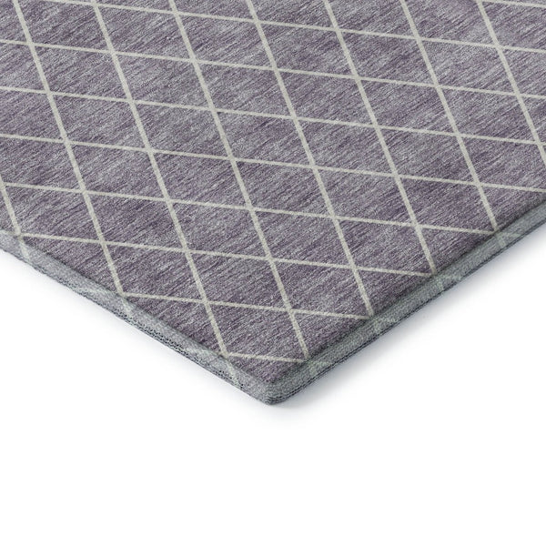 HomeRoots 5' X 8' Modern Lavender & Ivory Geometric Area Rug - Washable, UV Protected, Durable & Stylish! 674097