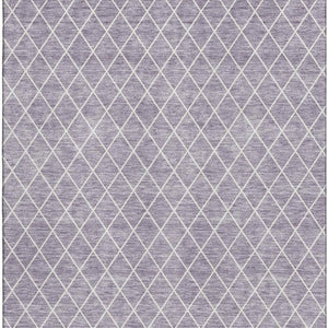 HomeRoots 5' X 8' Modern Lavender & Ivory Geometric Area Rug - Washable, UV Protected, Durable & Stylish! 674097