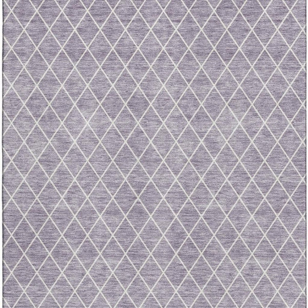 HomeRoots 5' X 8' Modern Lavender & Ivory Geometric Area Rug - Washable, UV Protected, Durable & Stylish! 674097