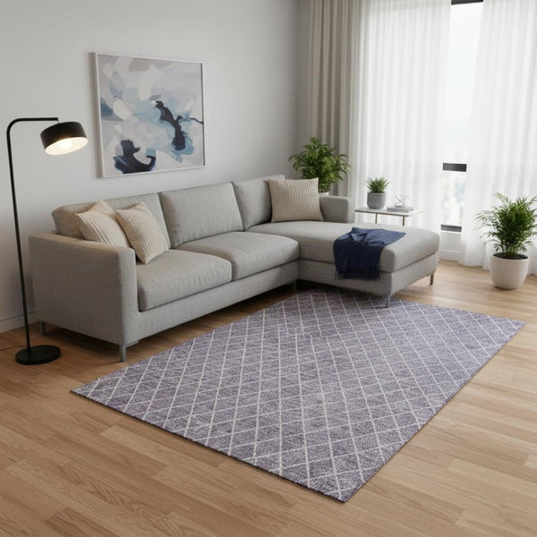 HomeRoots 8' X 10' Stylish Lavender & Ivory Geometric Washable Area Rug with UV Protection for Modern Homes 674099