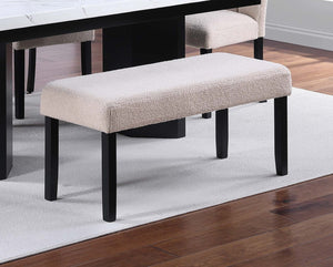 English Elm 1pc Upholstered Dining Bench with Plush Fabric Seat, Neutral Tone, Black Tapered Legs, 41"x16" B011P368143