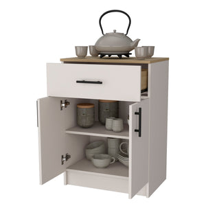 English Elm FM Cope Kitchen Pantry Melamine Cabinet with 2 Doors & Drawer, Compact 23.6" W x 33.5" H Storage Oak B128P217895