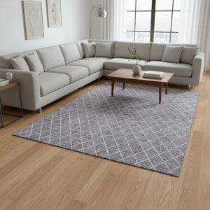 HomeRoots 9' X 12' Geometric Lavender and Ivory Area Rug – Stylish, Washable, UV Protected for Busy Homes 674100