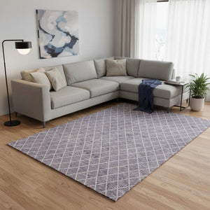 HomeRoots 10' X 14' Stylish Lavender & Ivory Geometric Washable Area Rug with UV Protection for Busy Homes 674101