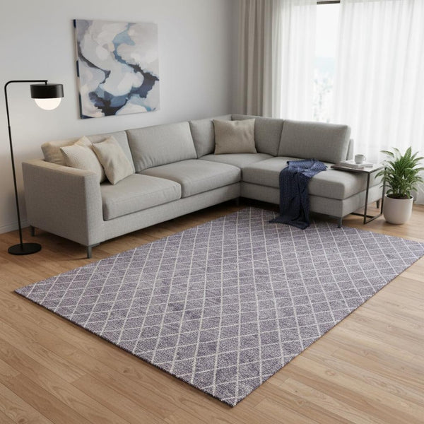HomeRoots 10' X 14' Stylish Lavender & Ivory Geometric Washable Area Rug with UV Protection for Busy Homes 674101
