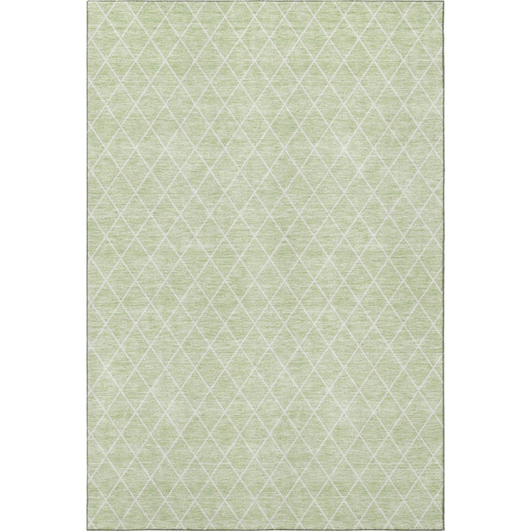 HomeRoots 5' X 8' Stylish Mint Green Geometric Area Rug - Washable, Stain Resistant, UV Protected for Easy Care 674103