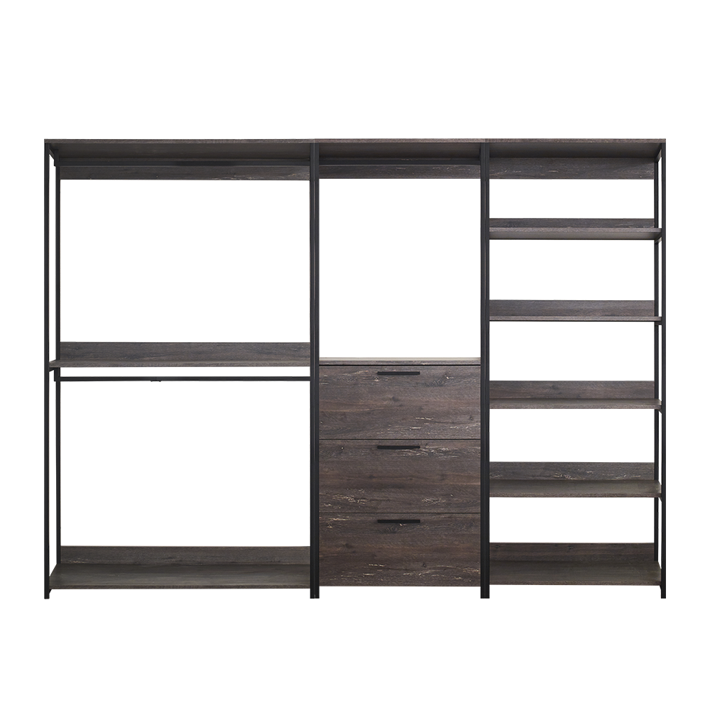 English Elm Monica Grey Walk-in Closet System — Eco E0 Wood & Metal, Water/Heat Resistant, Thick Edgebanding Durable Organizer (79x19x3) B040S00076