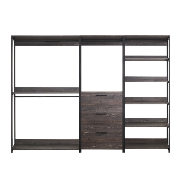 English Elm Monica Grey Walk-in Closet System — Eco E0 Wood & Metal, Water/Heat Resistant, Thick Edgebanding Durable Organizer (79x19x3) B040S00076