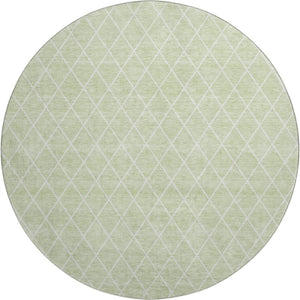 HomeRoots 8' Mint Green and Ivory Geometric Round Rug – Washable, UV-Protected, Durable for Busy Homes 674104