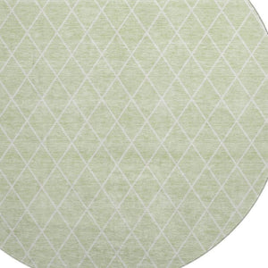 HomeRoots 8' Mint Green and Ivory Geometric Round Rug – Washable, UV-Protected, Durable for Busy Homes 674104