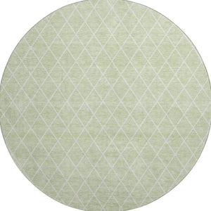 HomeRoots 8' Mint Green and Ivory Geometric Round Rug – Washable, UV-Protected, Durable for Busy Homes 674104