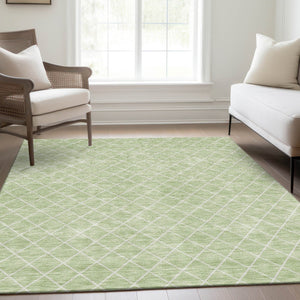 HomeRoots 8' X 10' Modern Mint Green Geometric Area Rug – Washable, UV Protected & Stain-Resistant Design! 674105