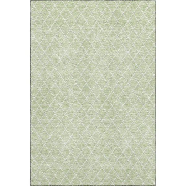 HomeRoots 10' X 14' Mint Green & Ivory Geometric Area Rug - Washable, UV-Protected, Modern Design for Any Space 674107