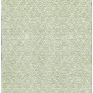 HomeRoots 10' X 14' Mint Green & Ivory Geometric Area Rug - Washable, UV-Protected, Modern Design for Any Space 674107