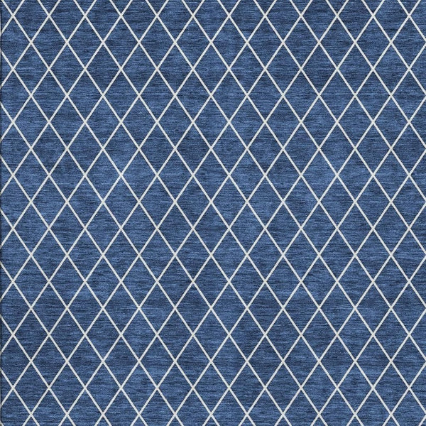 HomeRoots 5' X 8' Navy Blue & Ivory Geometric Area Rug - Washable, UV-Protected, Perfect for Any Room! 674109