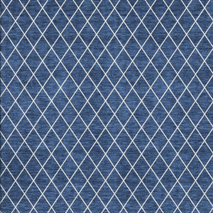 HomeRoots 8' X 10' Navy Blue and Ivory Geometric Area Rug - Washable, UV Protected, Modern & Durable Design 674111