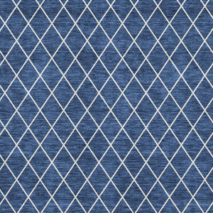 HomeRoots 9' X 12' Navy Blue and Ivory Geometric Area Rug – Stain Resistant, UV Protected, Machine Washable! 674112