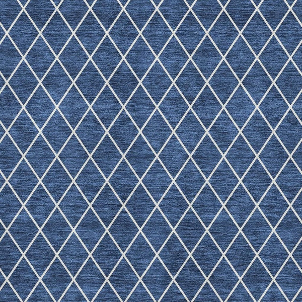 HomeRoots 9' X 12' Navy Blue and Ivory Geometric Area Rug – Stain Resistant, UV Protected, Machine Washable! 674112