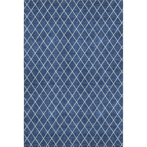 HomeRoots 10' X 14' Navy Blue & Ivory Geometric Washable Area Rug – UV Resistant, Stain-Proof, Perfect for Families 674113