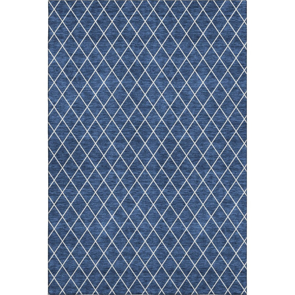 HomeRoots 10' X 14' Navy Blue & Ivory Geometric Washable Area Rug – UV Resistant, Stain-Proof, Perfect for Families 674113