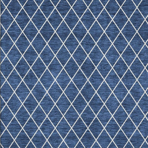 HomeRoots 10' X 14' Navy Blue & Ivory Geometric Washable Area Rug – UV Resistant, Stain-Proof, Perfect for Families 674113