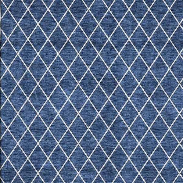 HomeRoots 10' X 14' Navy Blue & Ivory Geometric Washable Area Rug – UV Resistant, Stain-Proof, Perfect for Families 674113