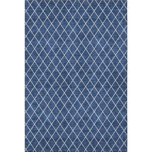 HomeRoots 10' X 14' Navy Blue & Ivory Geometric Washable Area Rug – UV Resistant, Stain-Proof, Perfect for Families 674113