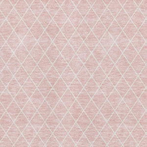 HomeRoots 5' Pink & Ivory Geometric Washable Area Rug - Durable, Stain-Resistant, UV Protected for Homes 674115