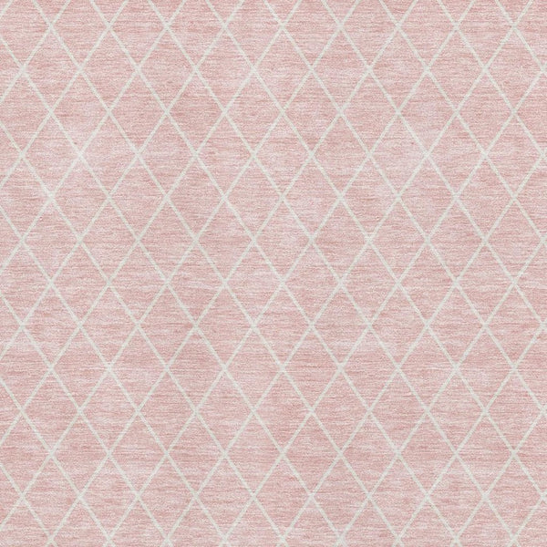 HomeRoots 5' Pink & Ivory Geometric Washable Area Rug - Durable, Stain-Resistant, UV Protected for Homes 674115