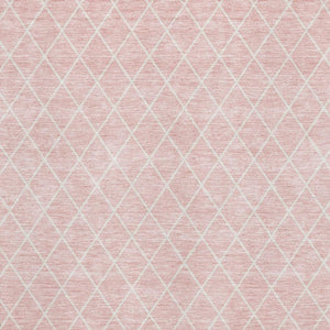 HomeRoots 9' X 12' Pink and Ivory Geometric Area Rug - Durable, Washable, UV Protected for Homes with Kids & Pets 674118