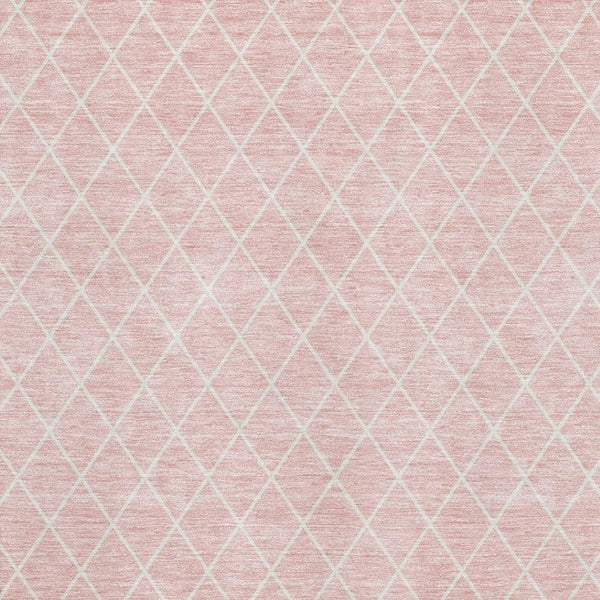 HomeRoots 9' X 12' Pink and Ivory Geometric Area Rug - Durable, Washable, UV Protected for Homes with Kids & Pets 674118