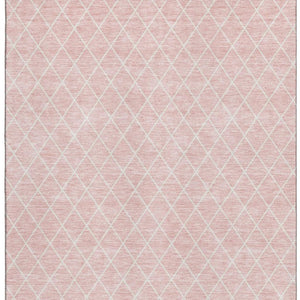 HomeRoots 9' X 12' Pink and Ivory Geometric Area Rug - Durable, Washable, UV Protected for Homes with Kids & Pets 674118
